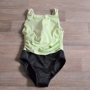 Miraclesuit Colorblock Green Black One-piece Squareneck Cinched Swimsuit